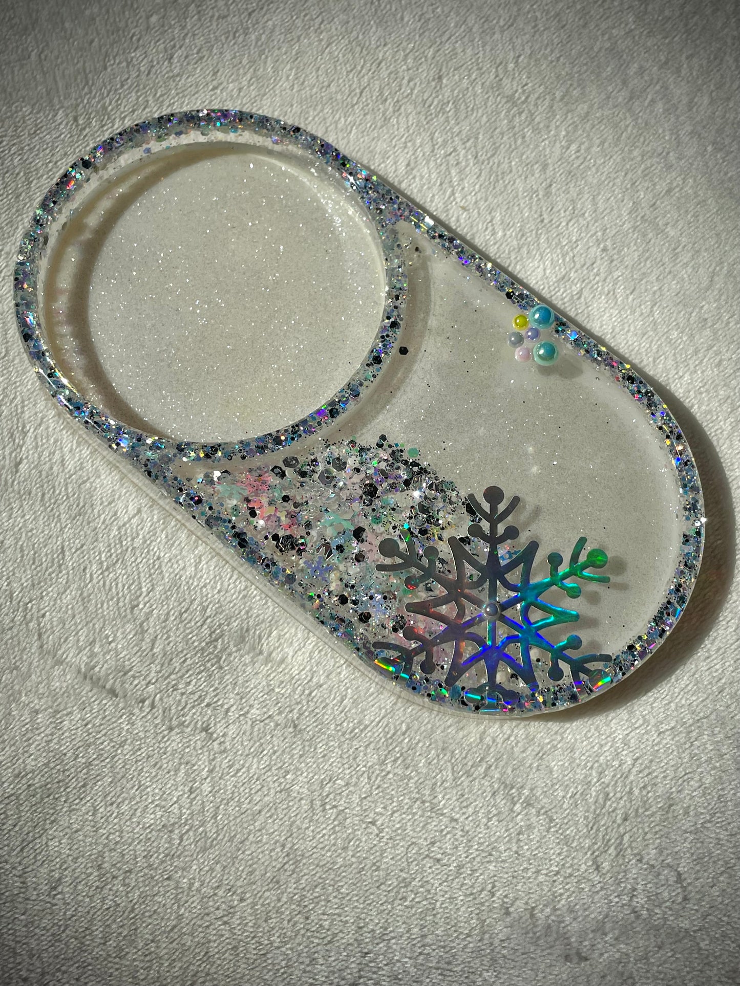 *Holo Snowflake XL Snow Globe Coaster