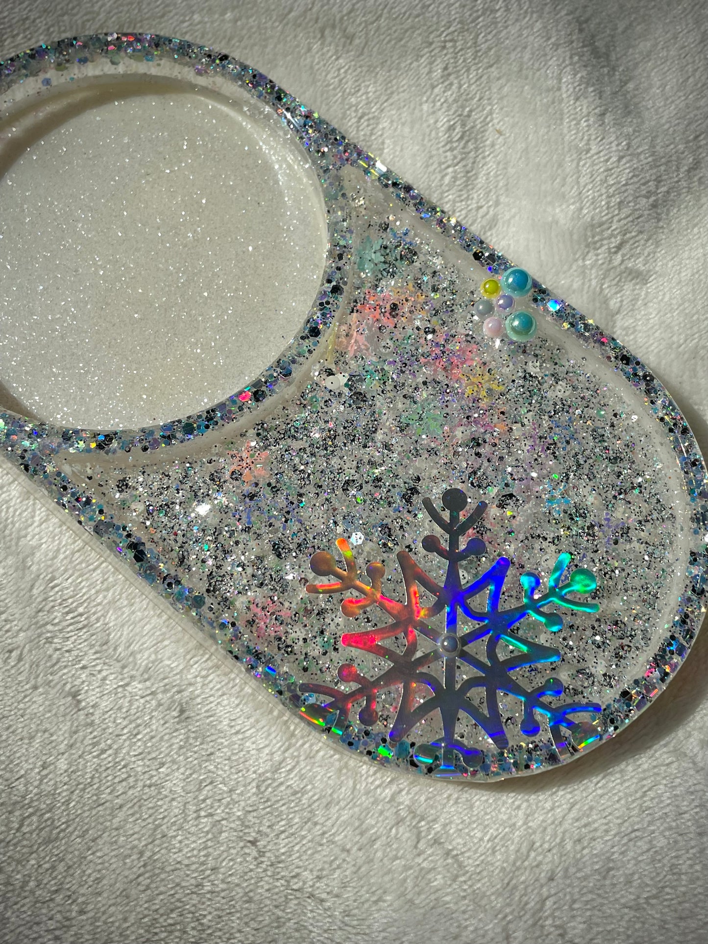*Holo Snowflake XL Snow Globe Coaster