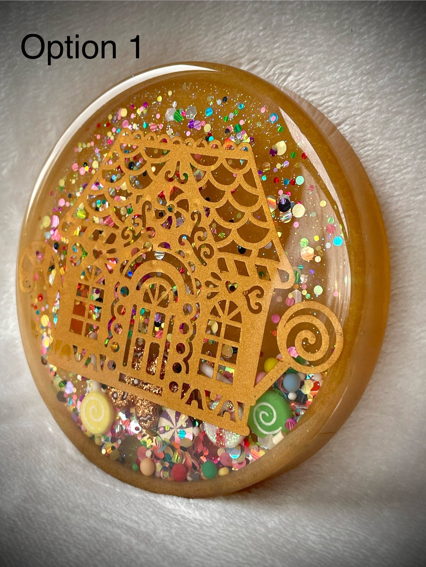 Gold Gingerbread House Snow Globe Coaster