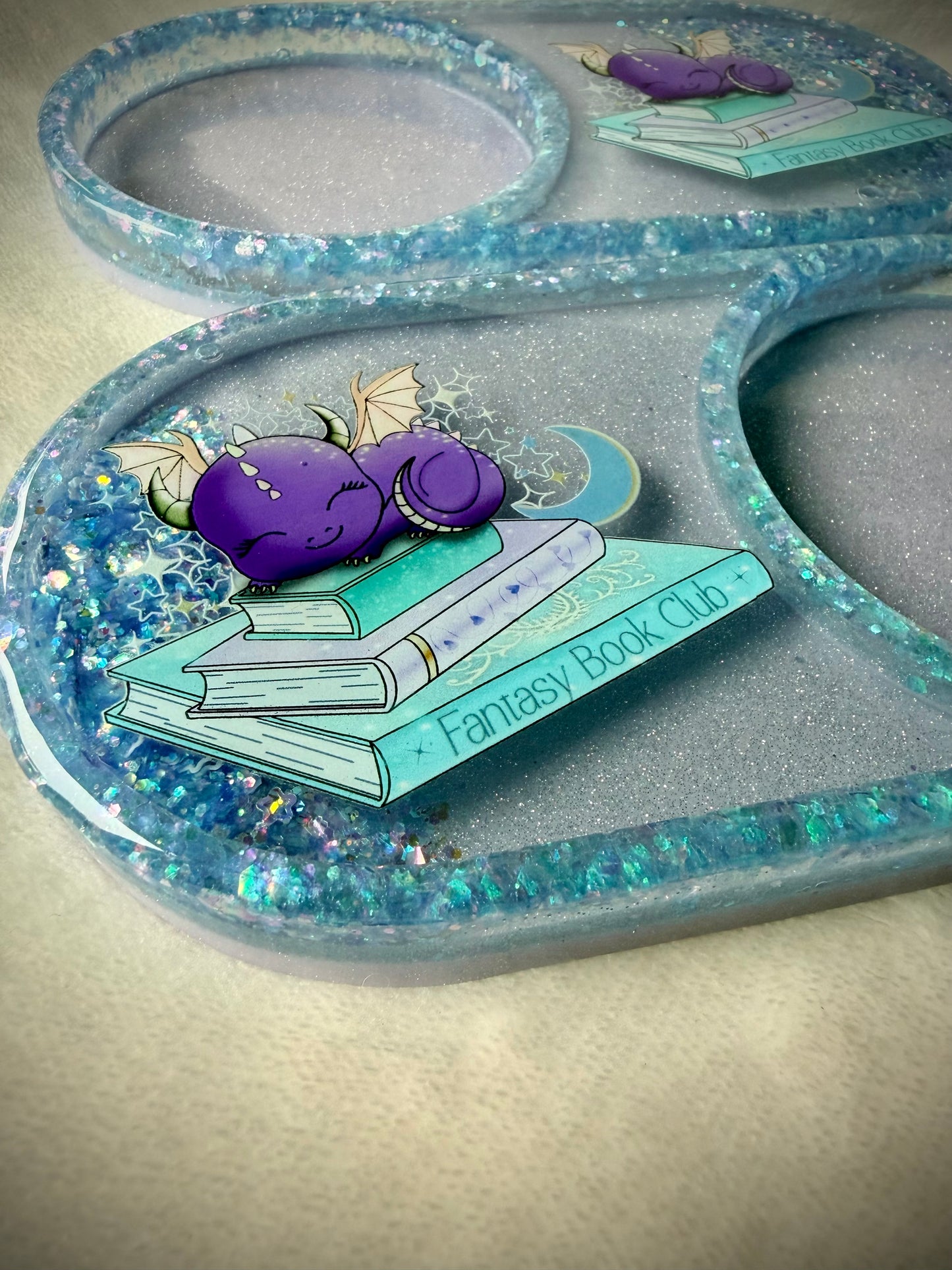 *Periwinkle Fantasy Bookish Dragon XL Snow Globe Coaster
