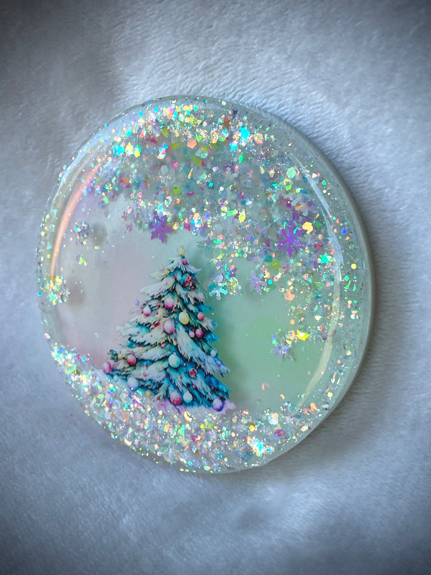 Christmas Tree Snow Globe Coaster