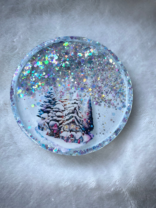 Christmas Village Snow Globe Coaster