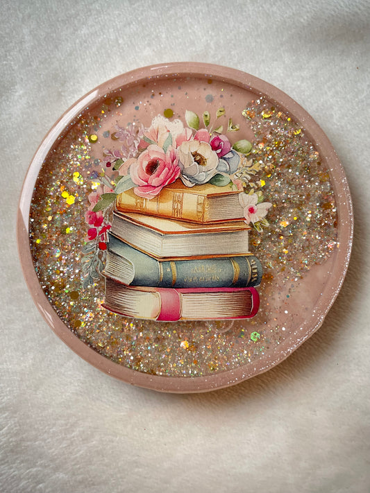 Blush Bookish Snow Globe Coaster