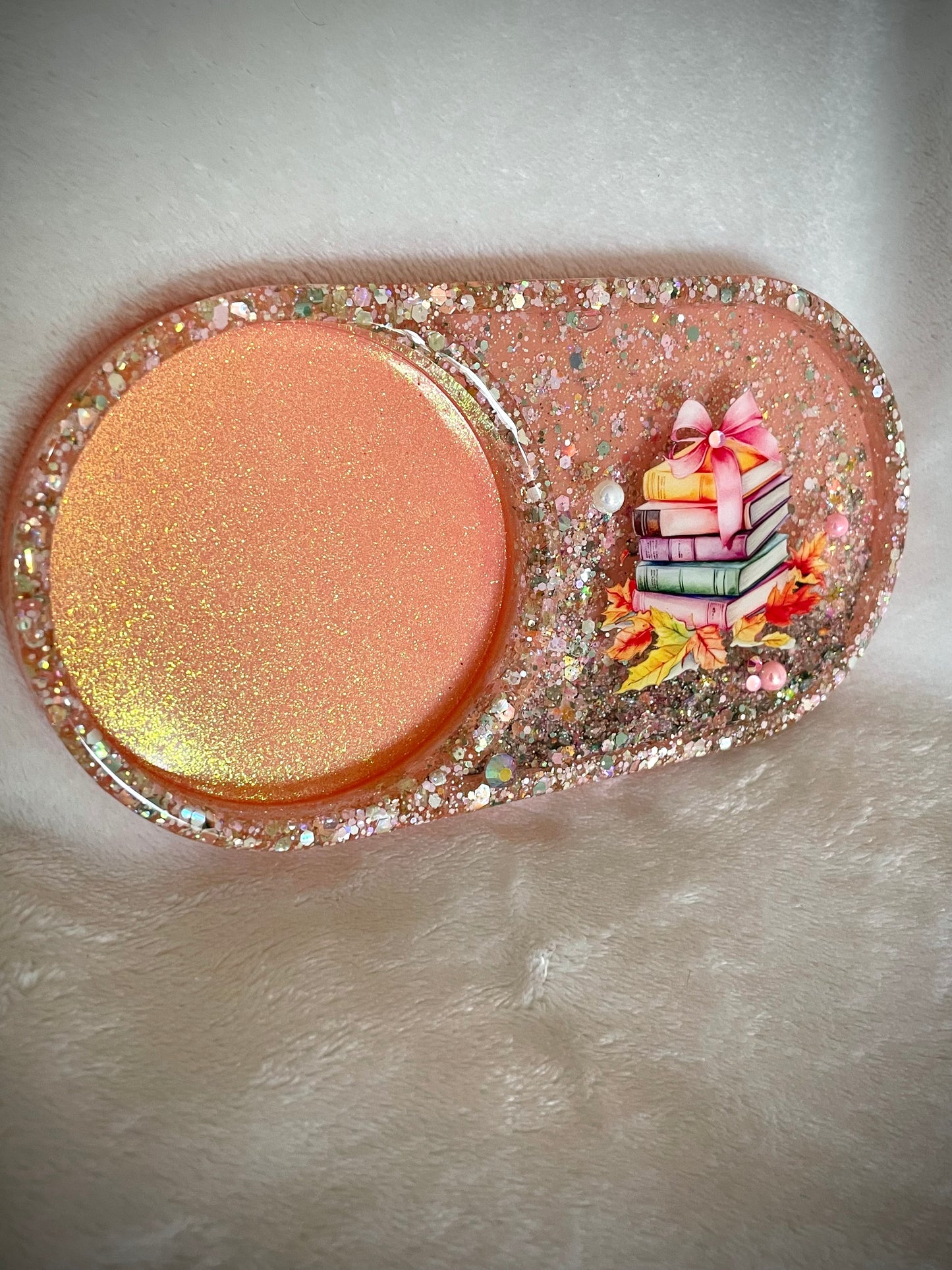 *Autumn Book Stack XL Snow Globe Coaster