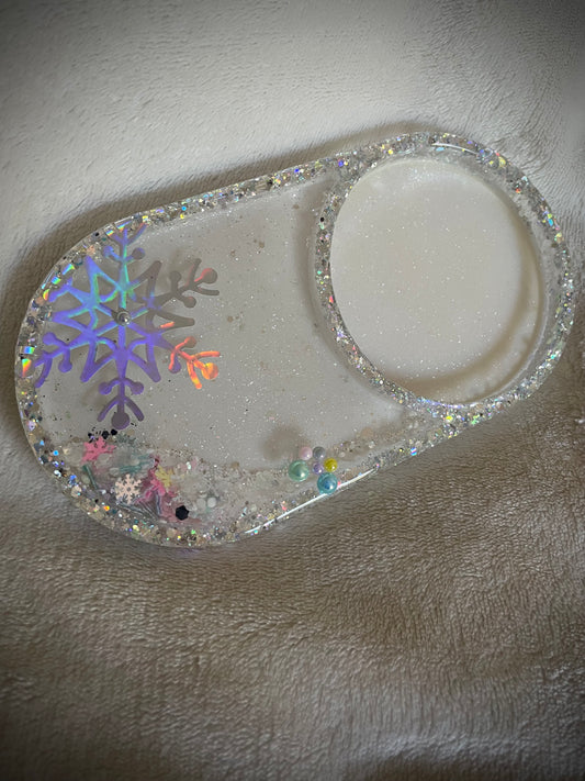 *Holo Snowflake XL Snow Globe Coaster