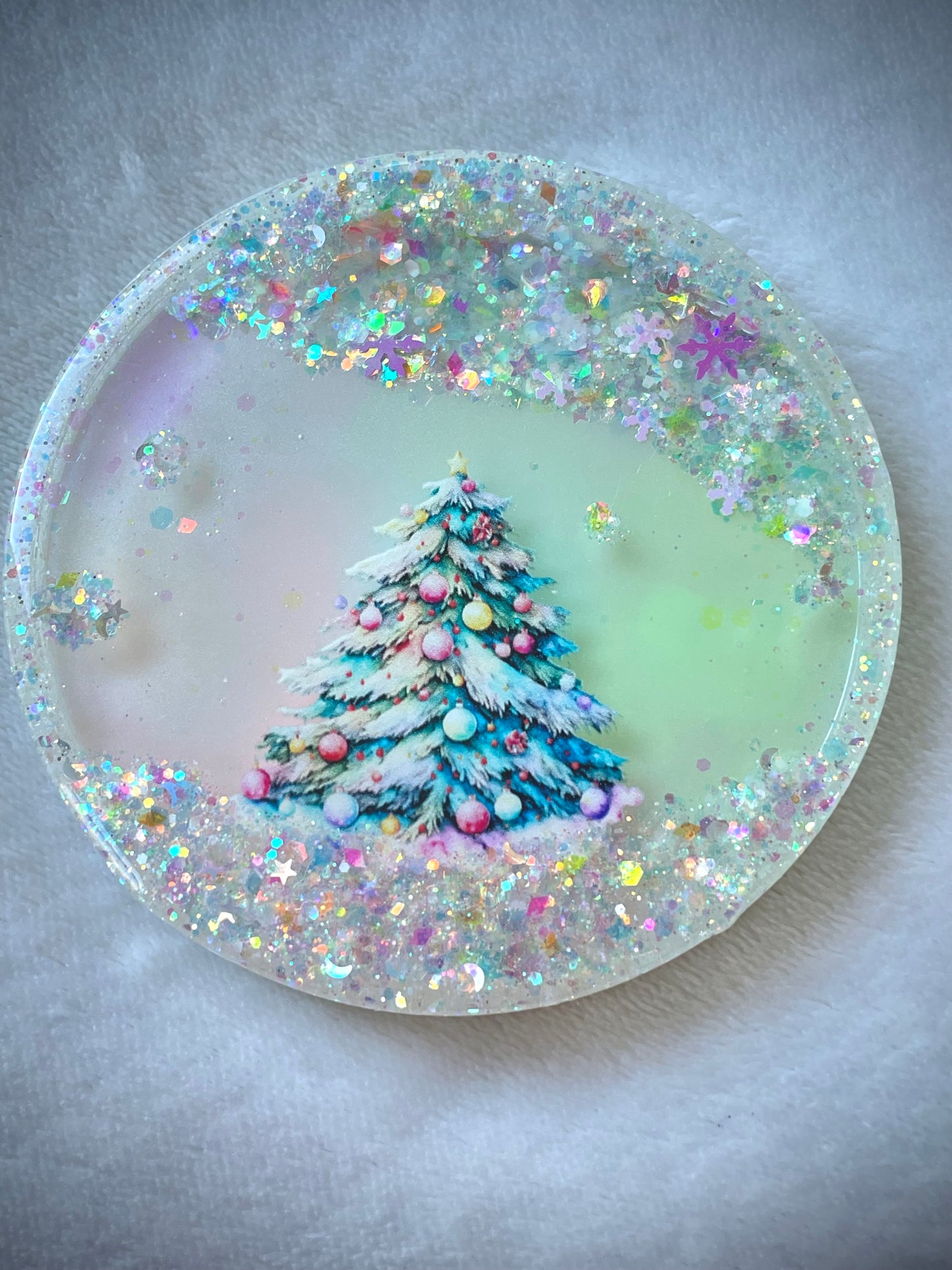 Christmas Tree Snow Globe Coaster