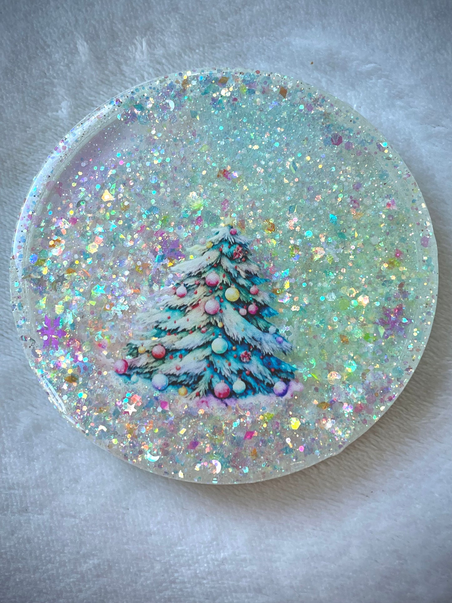 Christmas Tree Snow Globe Coaster