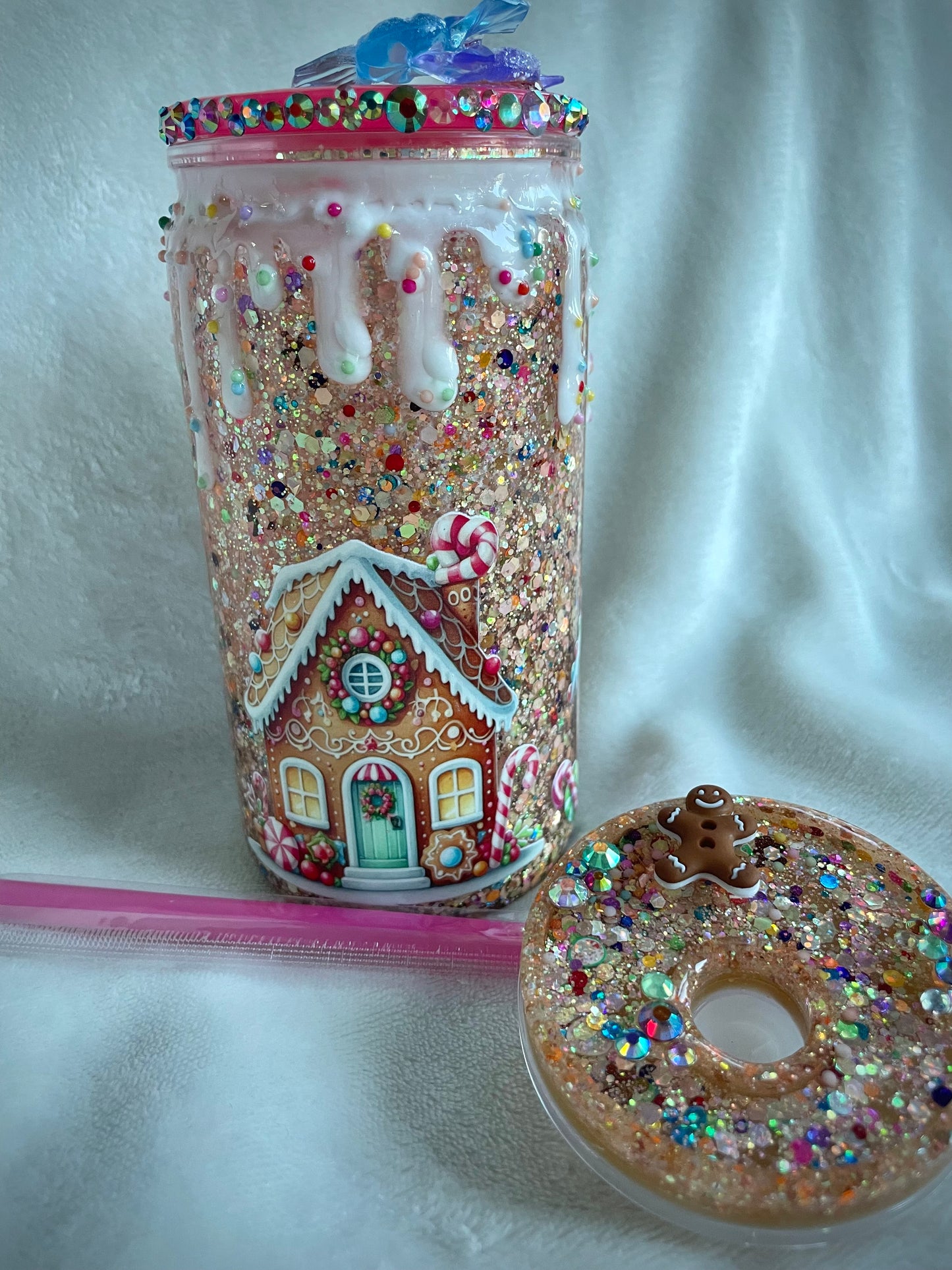 Gingerbread House Acrylic Snow Globe Tumbler