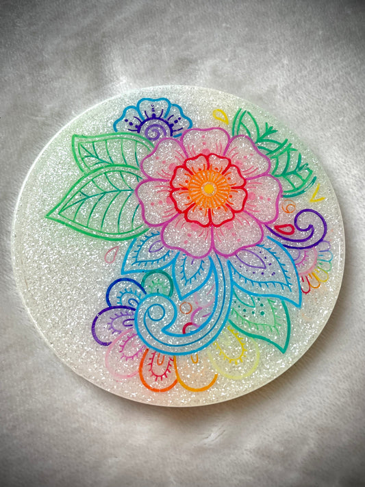 Flower Inlay Flat Coaster