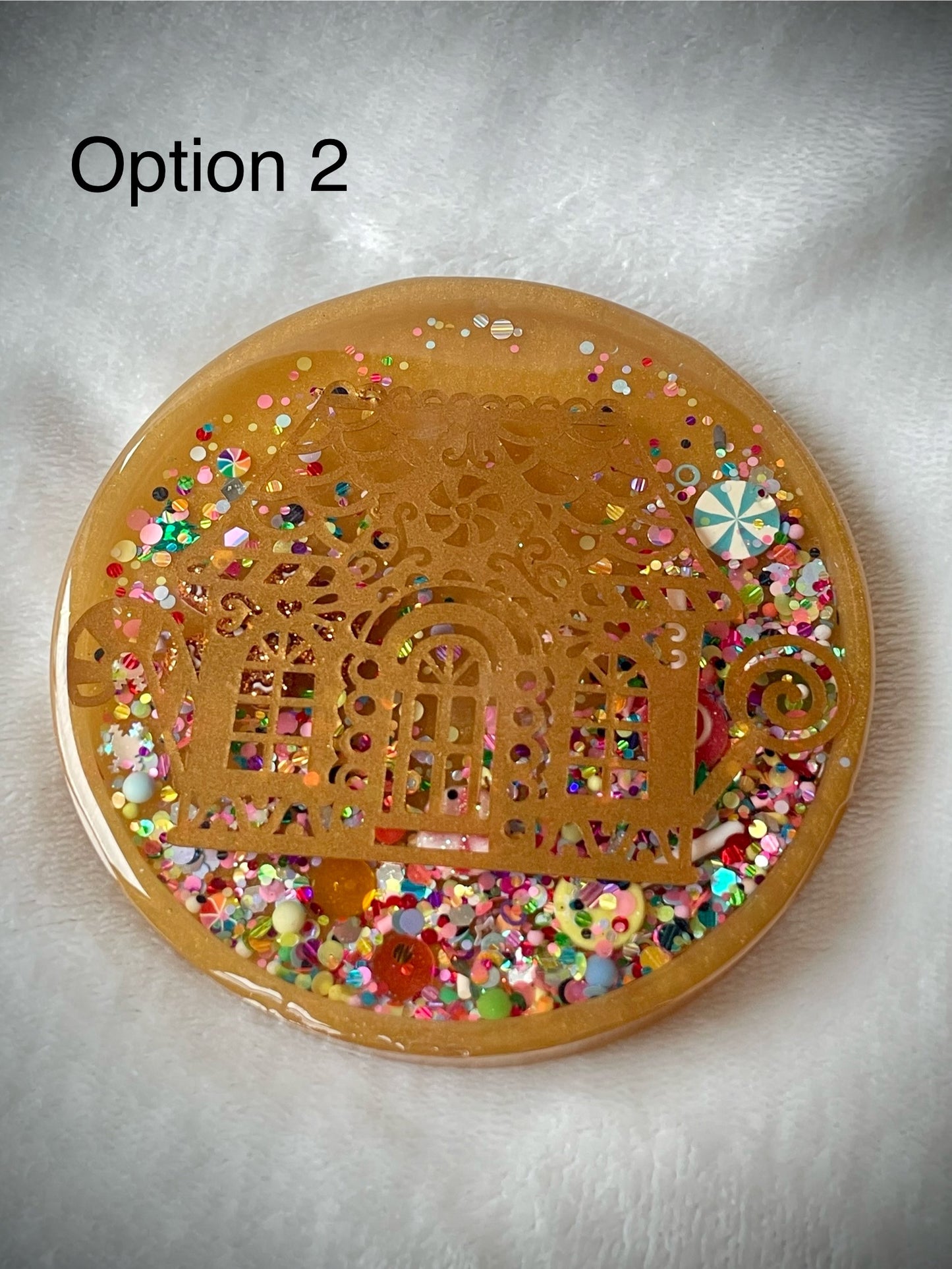 Gold Gingerbread House Snow Globe Coaster