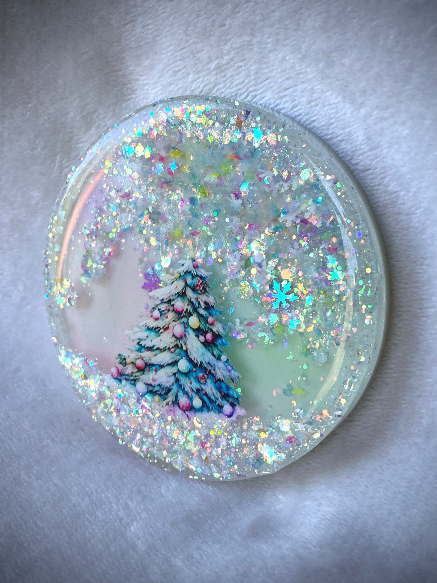 Christmas Tree Snow Globe Coaster