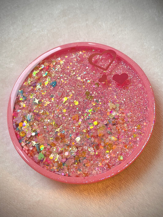 Pink Hearts Snow Globe Coaster