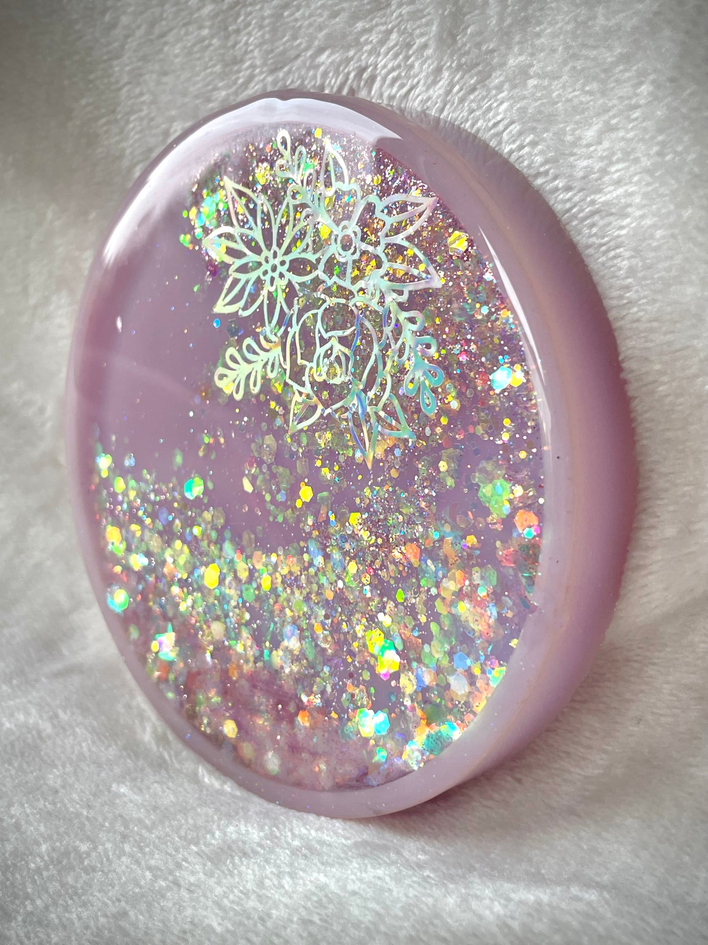 Holographic Floral Snow Globe Coasters