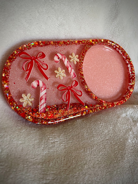 *Coquette Candy Cane XL Snow Globe Coaster, Option 2