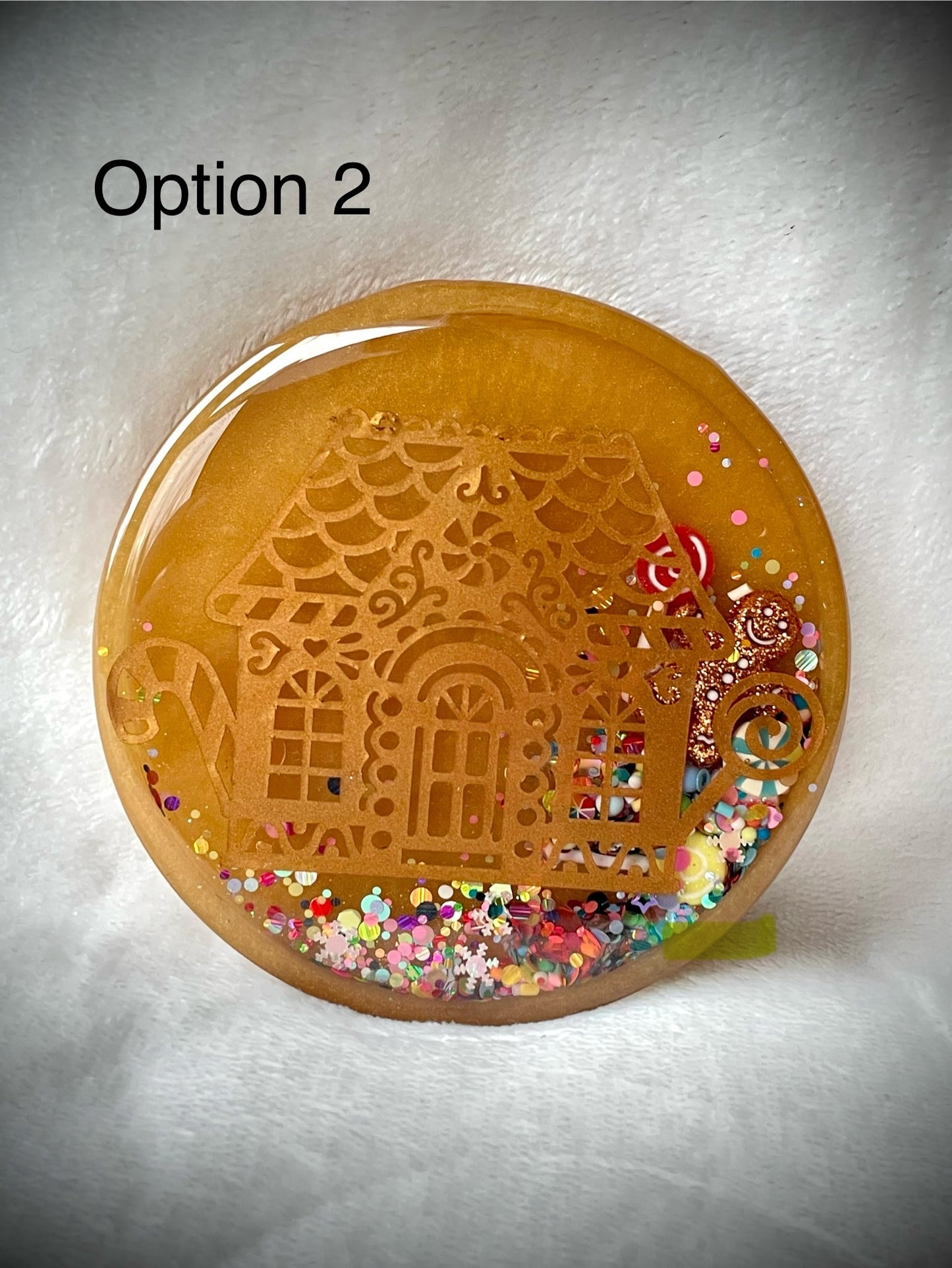 Gold Gingerbread House Snow Globe Coaster