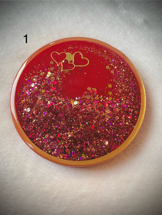 Red Valentine’s Day Snow Globe Coasters