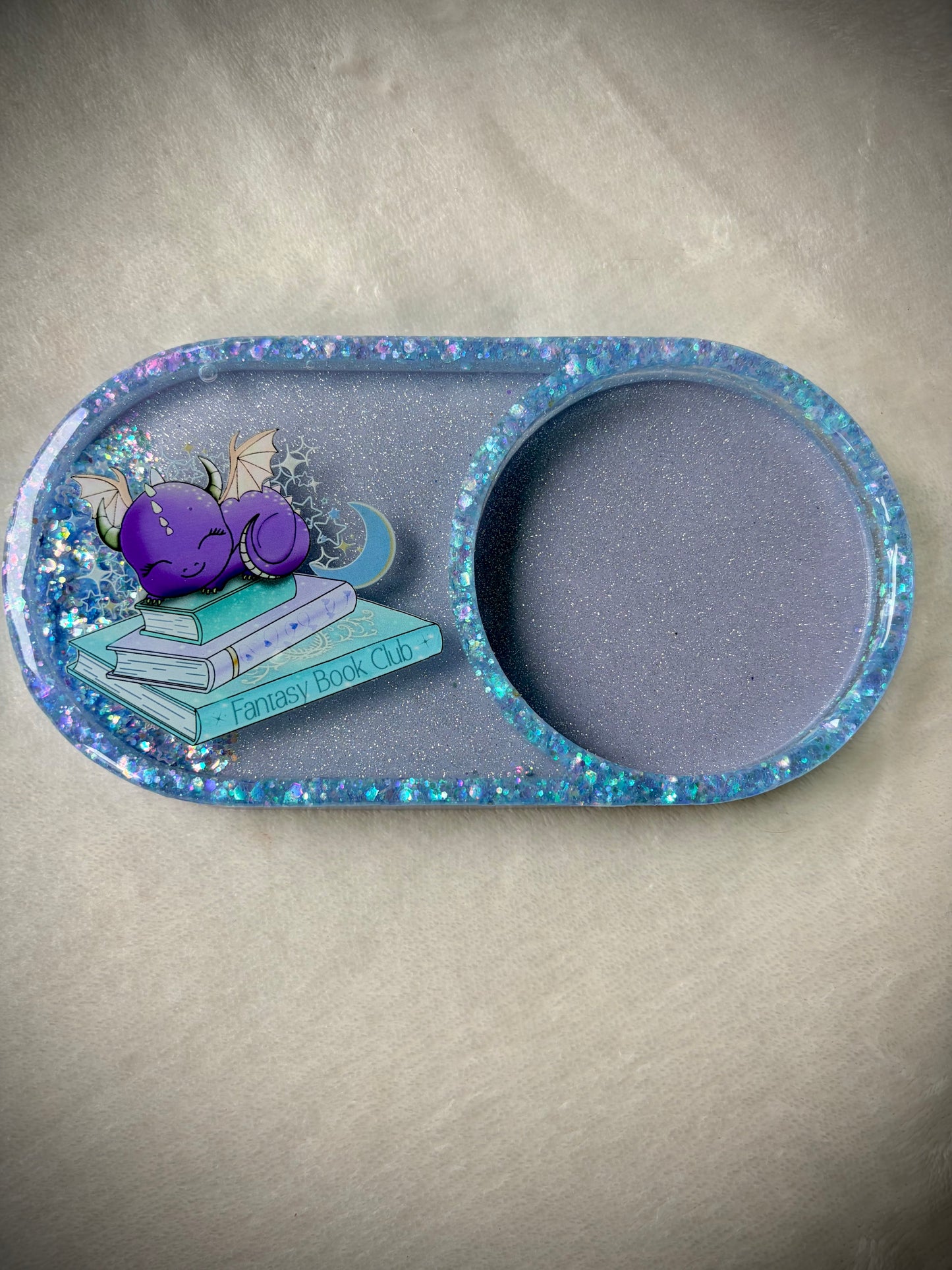 *Periwinkle Fantasy Bookish Dragon XL Snow Globe Coaster