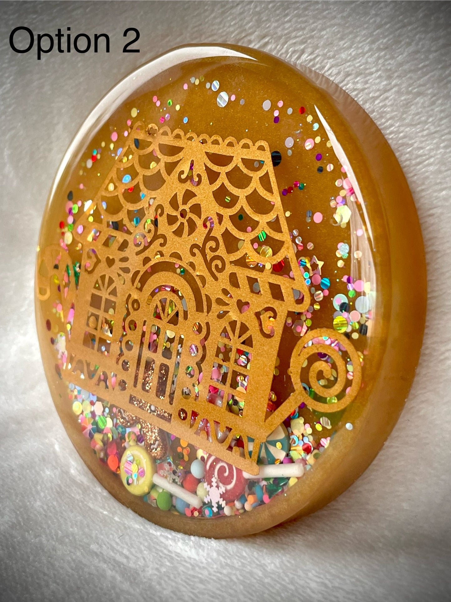 Gold Gingerbread House Snow Globe Coaster