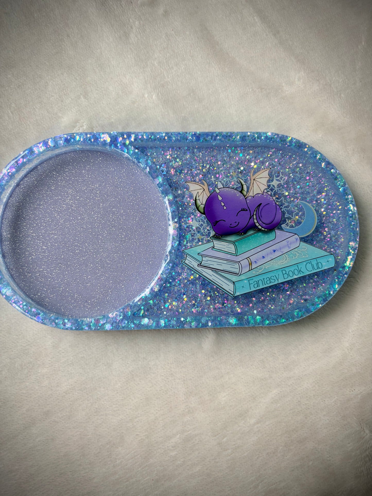 *Periwinkle Fantasy Bookish Dragon XL Snow Globe Coaster