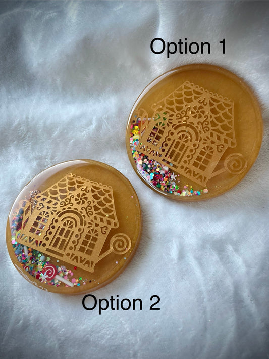 Gold Gingerbread House Snow Globe Coaster