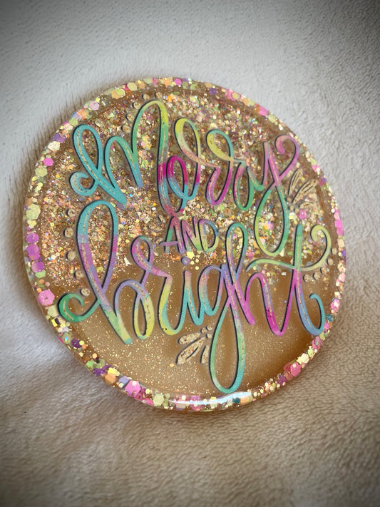 *Merry and Bright Snow Globe Coaster, Option 1/2
