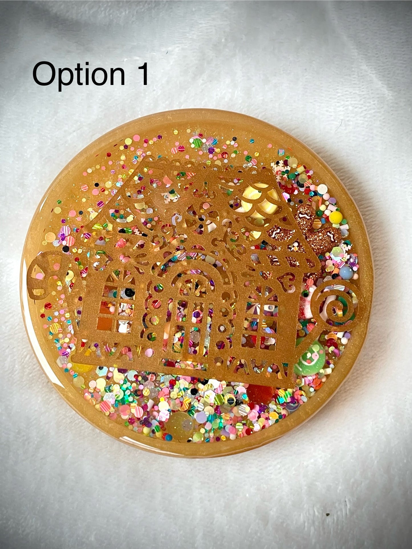 Gold Gingerbread House Snow Globe Coaster