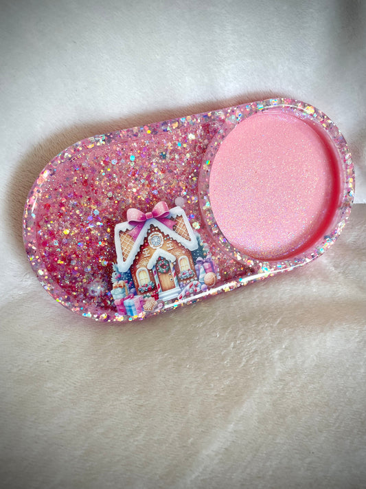 *Pink Gingerbread House XL Snow Globe Coaster
