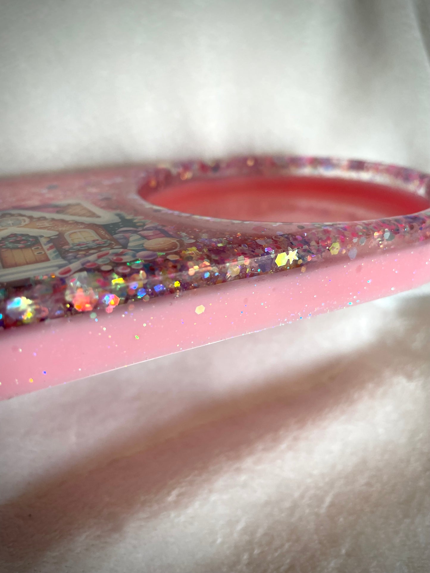 *Pink Gingerbread House XL Snow Globe Coaster