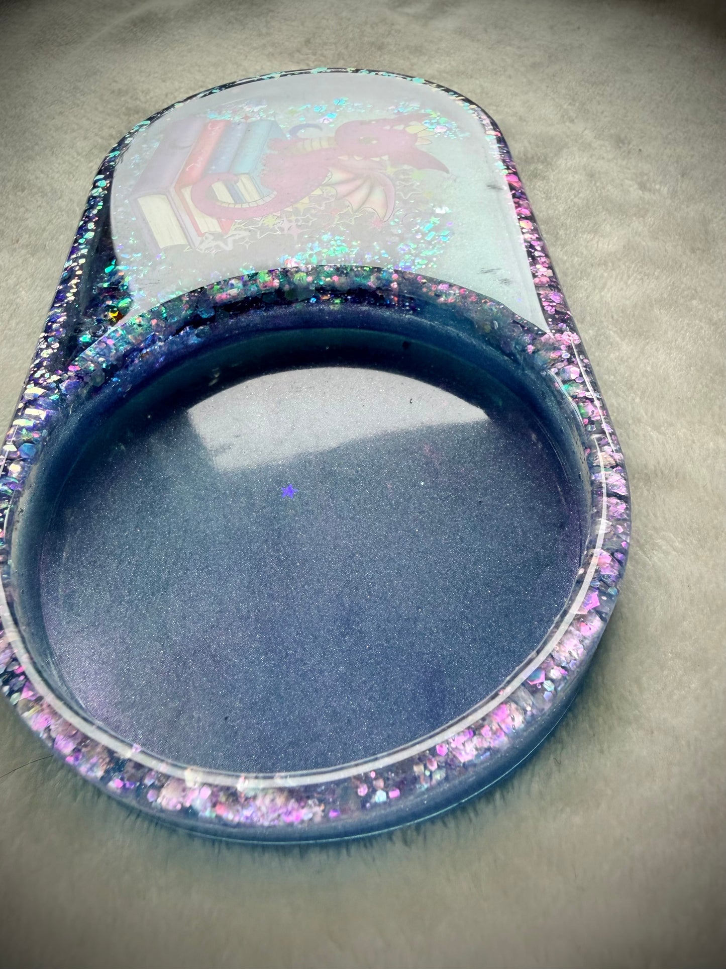 *Bright Bookish Dragon XL Snow Globe Coaster