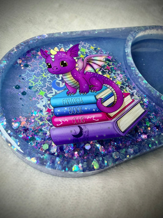 *Bright Bookish Dragon XL Snow Globe Coaster