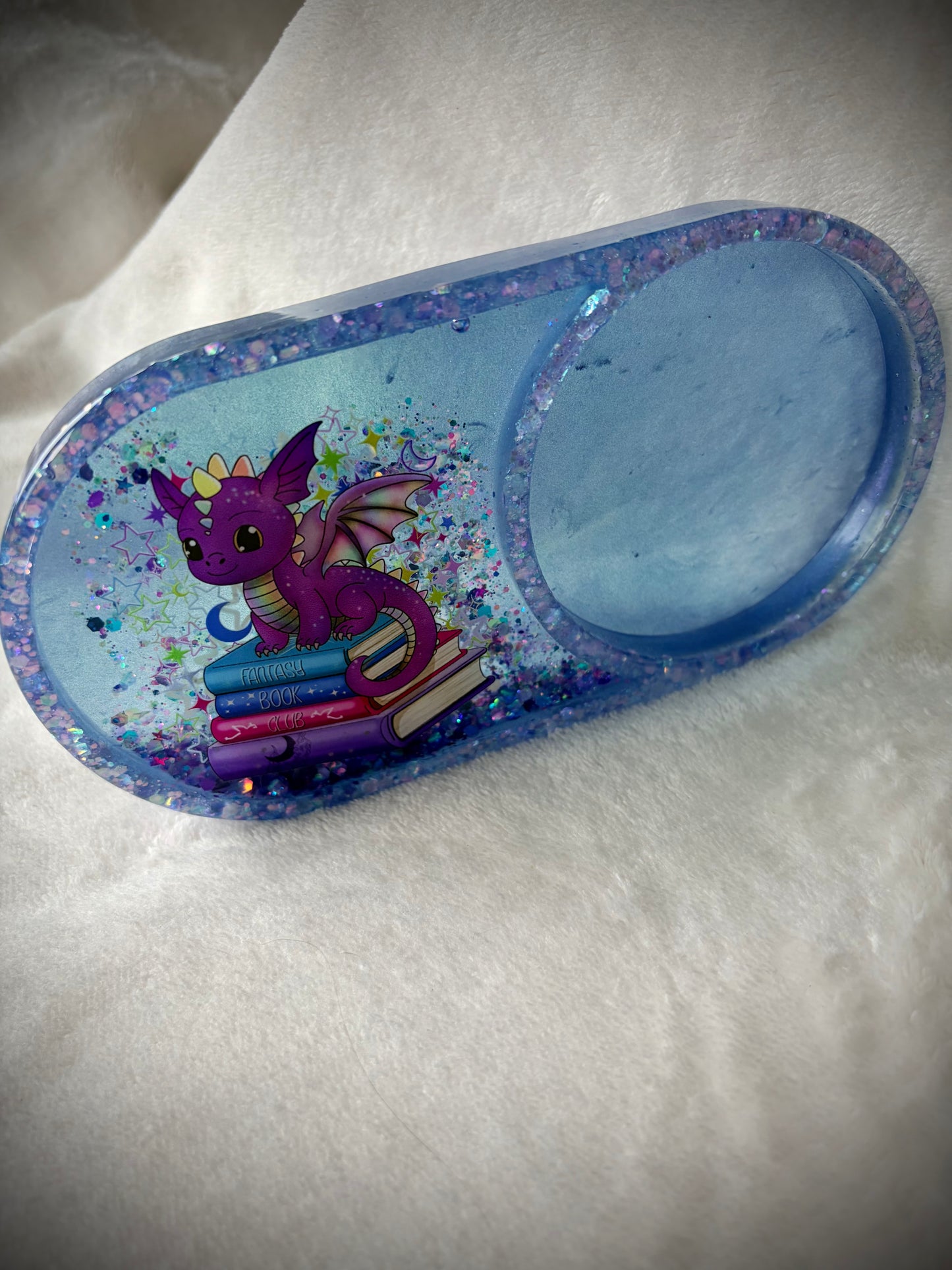 *Bright Bookish Dragon XL Snow Globe Coaster