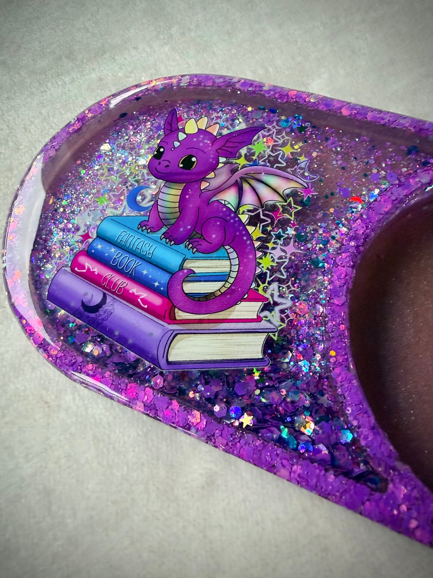 *Bright Bookish Dragon XL Snow Globe Coaster