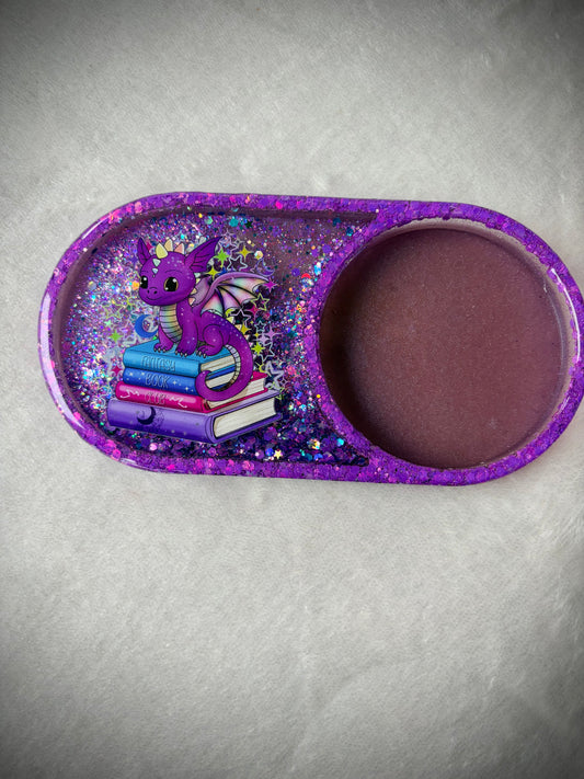 *Bright Bookish Dragon XL Snow Globe Coaster