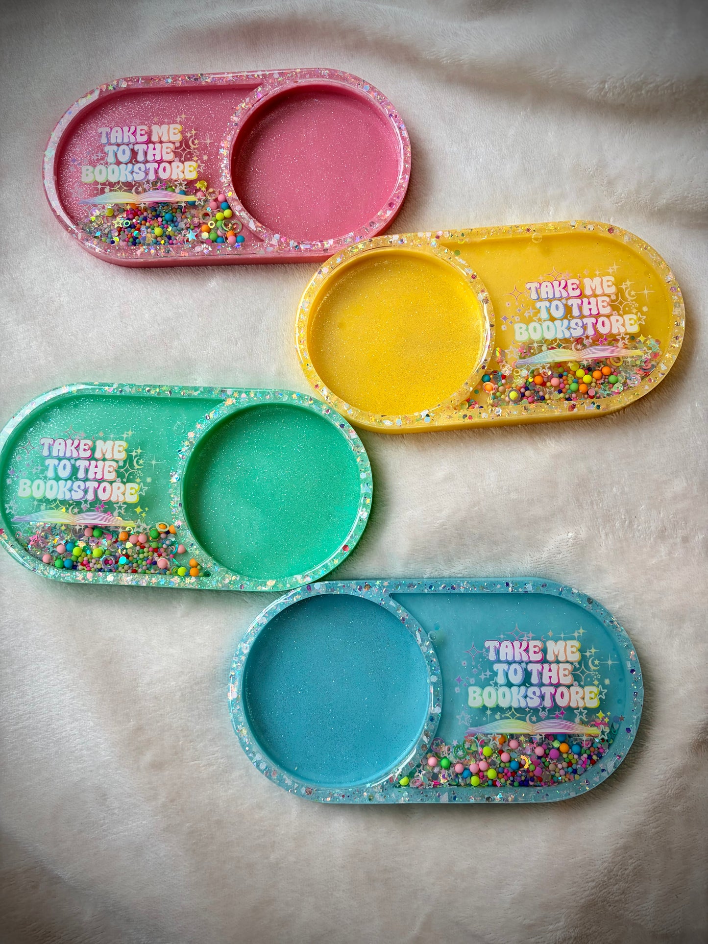 *Bright Take Me to the Bookstore Rainbow XL Snow Globe Coaster