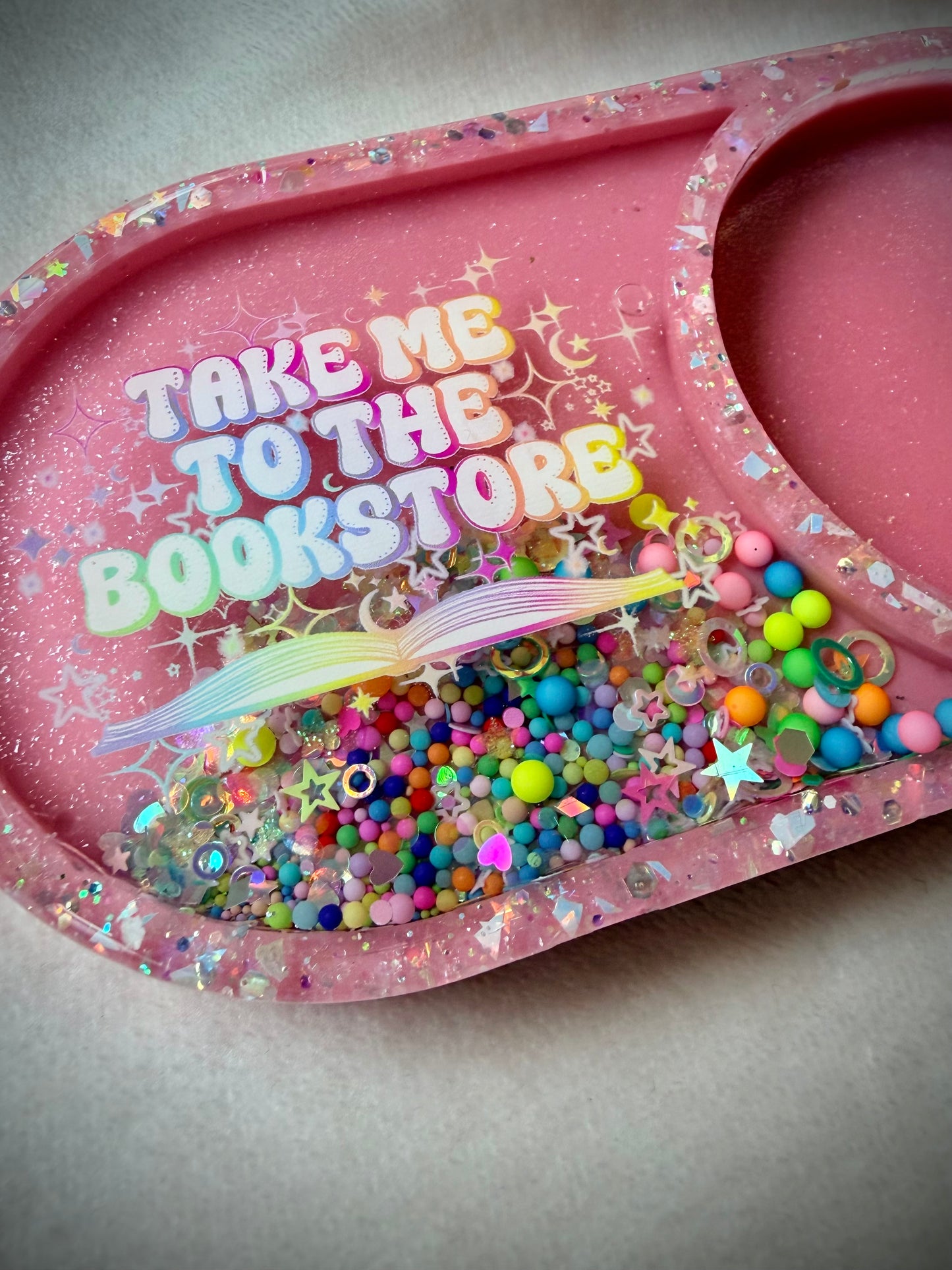 *Bright Take Me to the Bookstore Rainbow XL Snow Globe Coaster