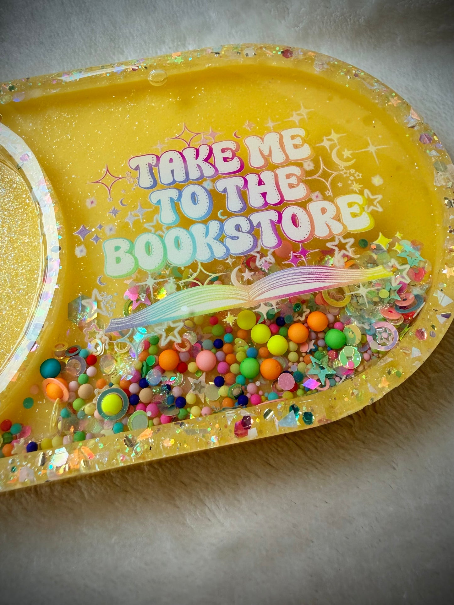 *Bright Take Me to the Bookstore Rainbow XL Snow Globe Coaster