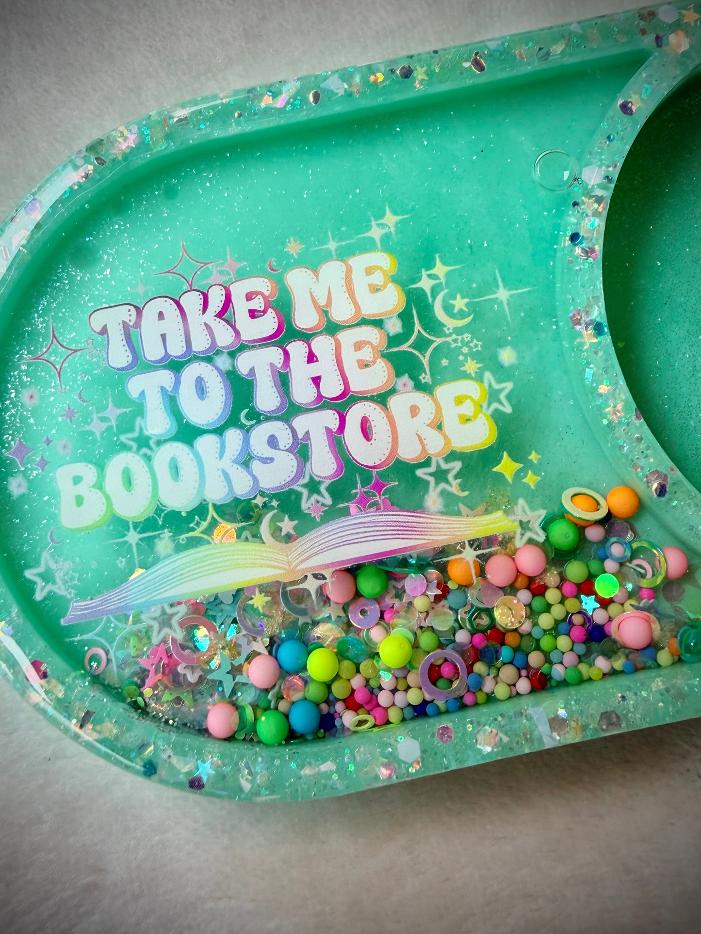 *Bright Take Me to the Bookstore Rainbow XL Snow Globe Coaster