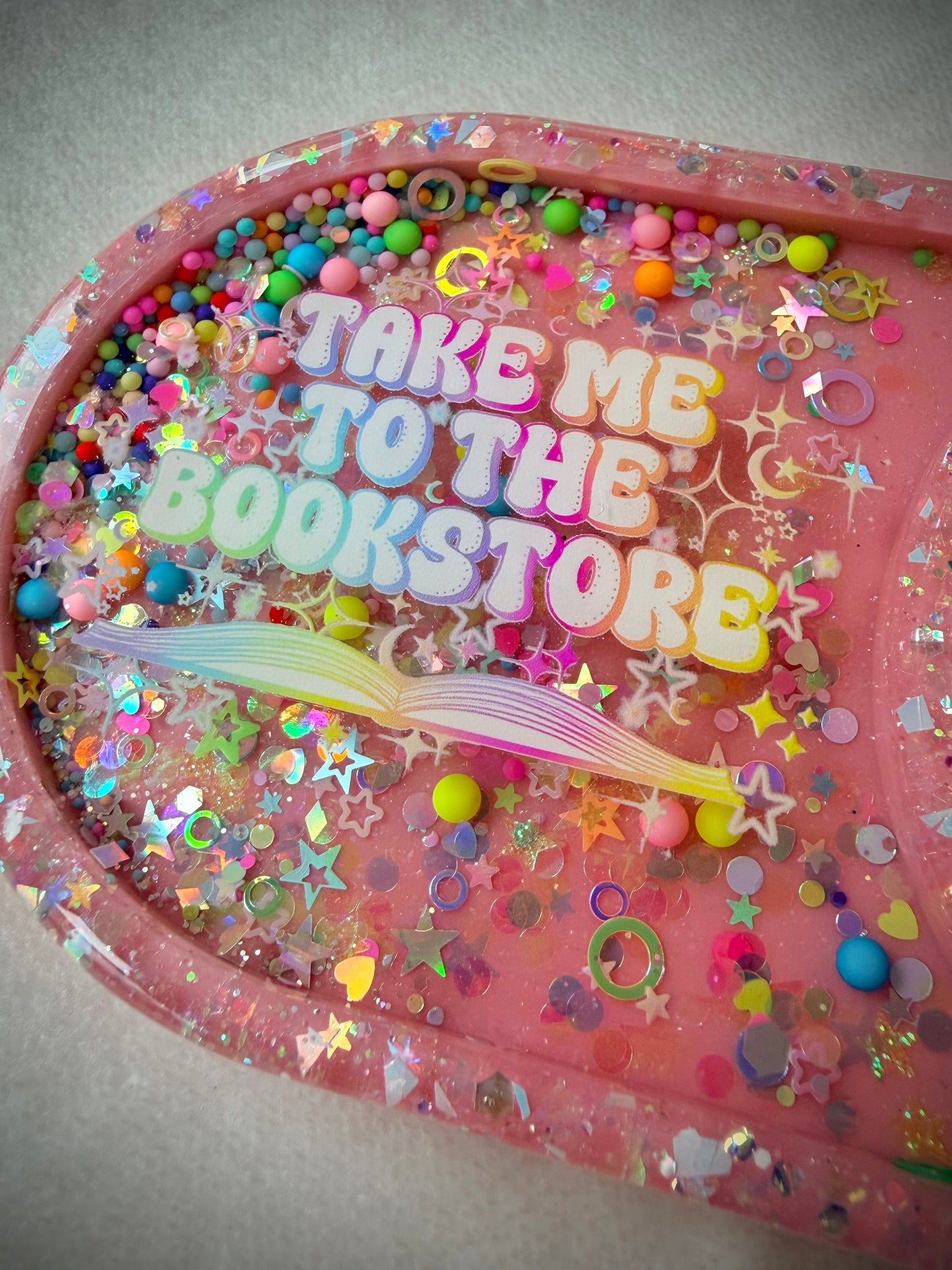 *Bright Take Me to the Bookstore Rainbow XL Snow Globe Coaster