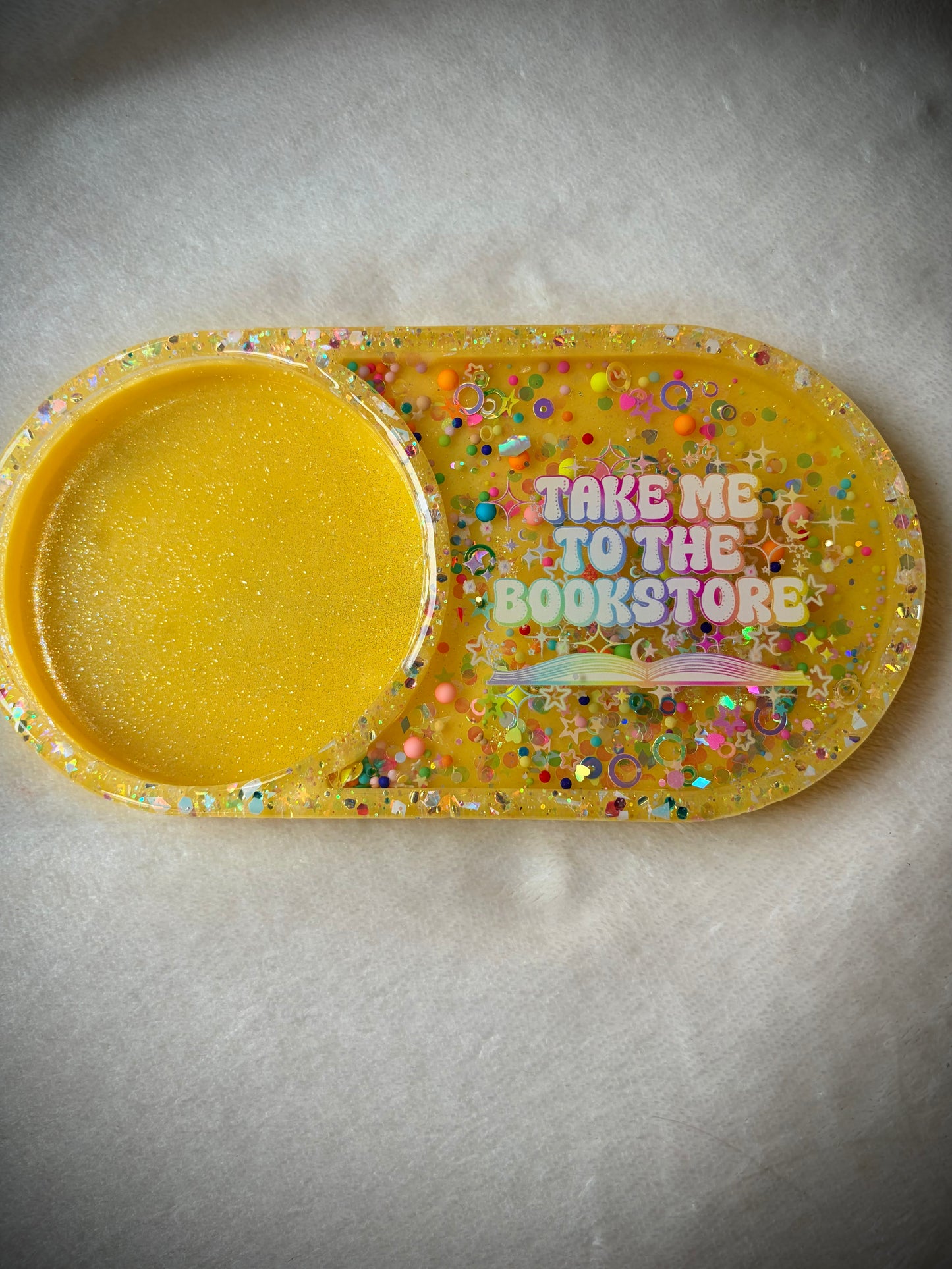 *Bright Take Me to the Bookstore Rainbow XL Snow Globe Coaster