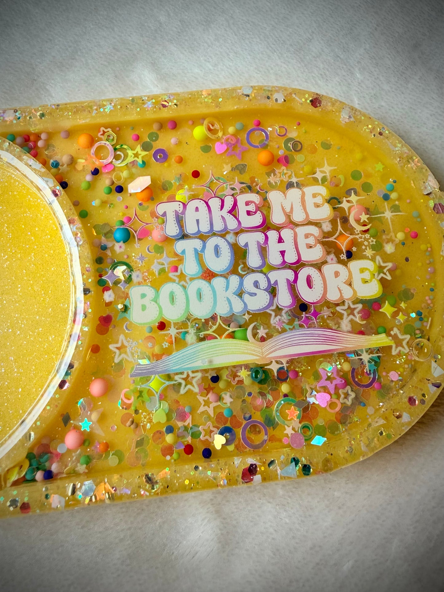 *Bright Take Me to the Bookstore Rainbow XL Snow Globe Coaster