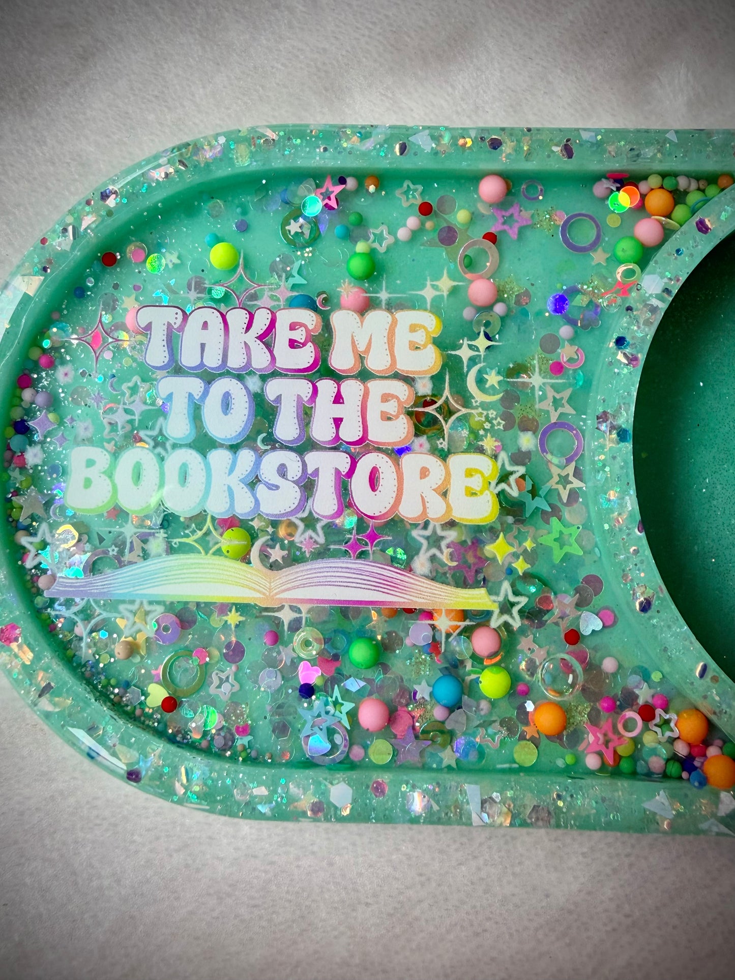 *Bright Take Me to the Bookstore Rainbow XL Snow Globe Coaster