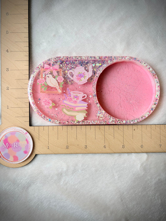 Pink Cottage Core Bookish XL Snow Globe Coaster