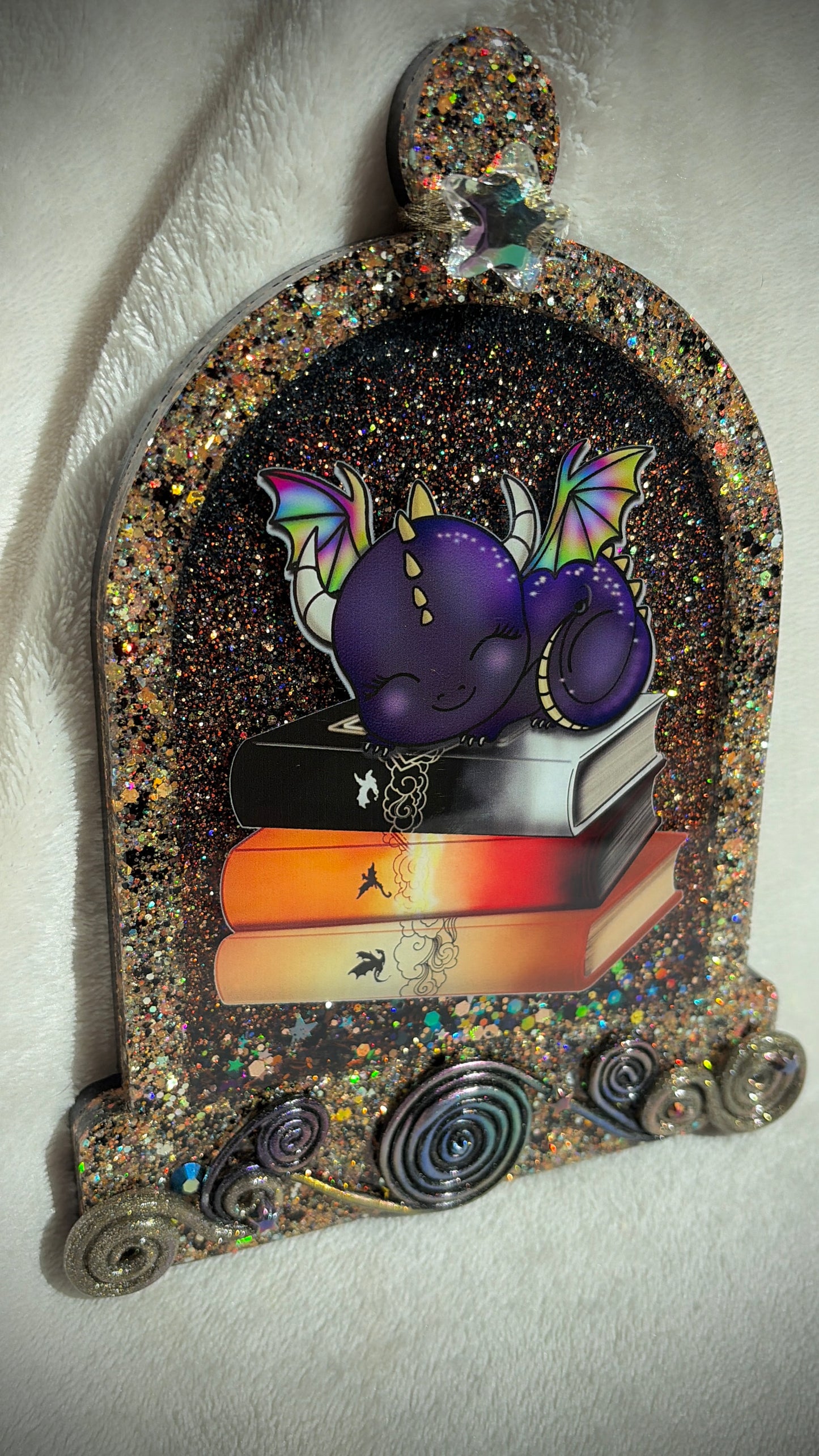 Fantasy Dragon Book Stack Cloche